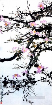 シュ・ベイホン・ジュ・ペオン Painting - 徐北紅の花の枝古い中国のインク